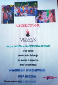 dzień dziecka w skawinie 2019 podziiękowanie dla Vesuvius