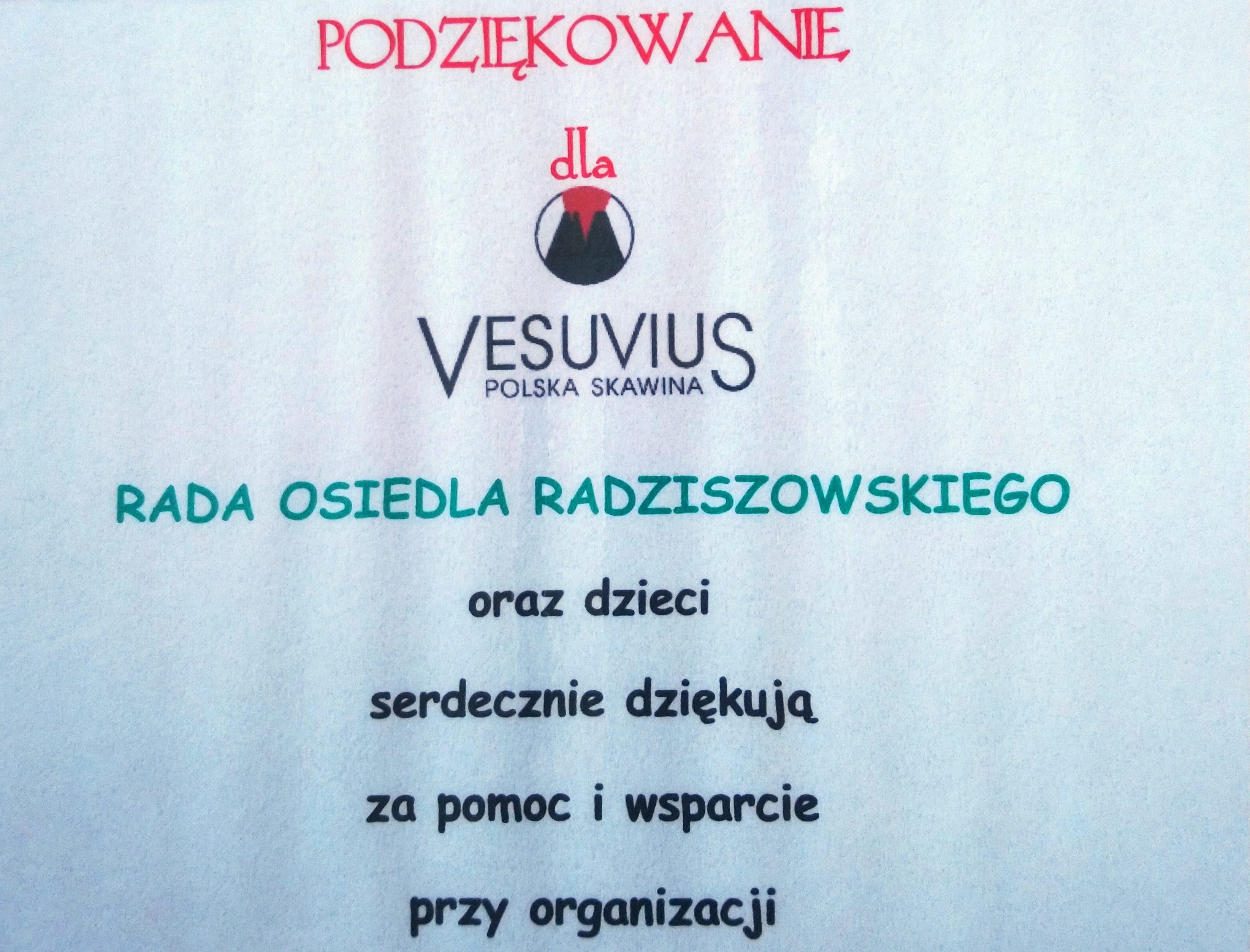 dzień dziecka w Skawinie 2019 podziękowanie dla Vesuvius