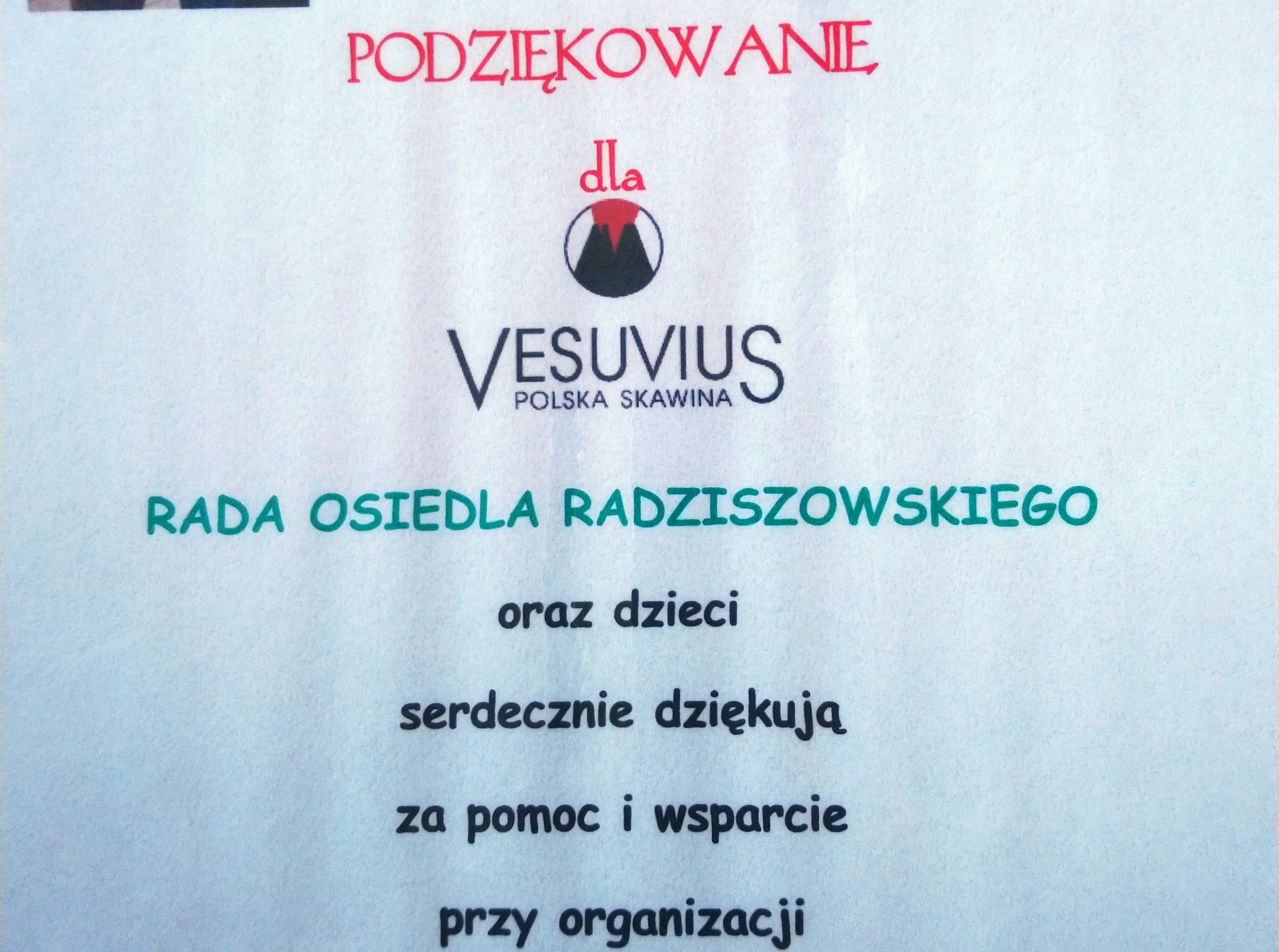 dzień dziecka w skawinie 2019 podziiękowanie dla Vesuvius